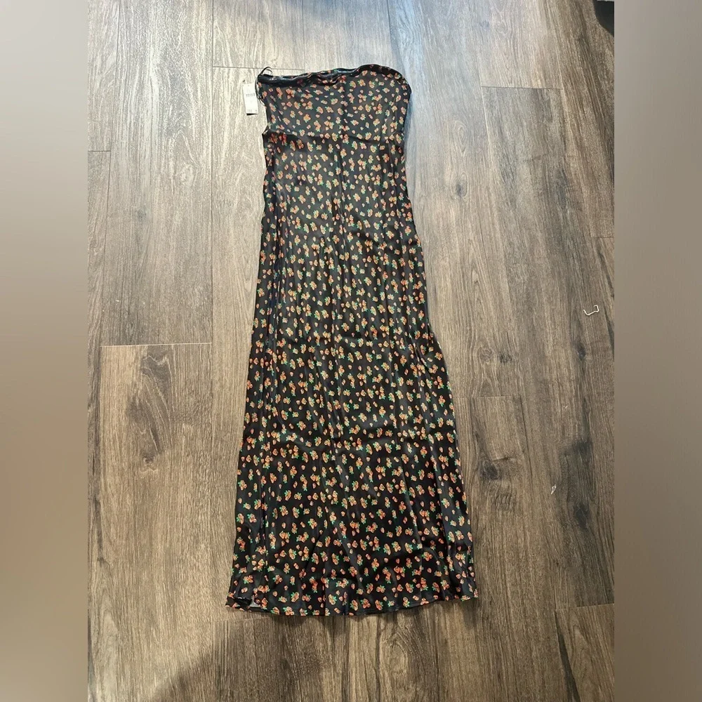 NWT! The Tilda Floral Strapless Black Slip Dress By Anthropologie - Multiple🚦 - Picture 7 of 13